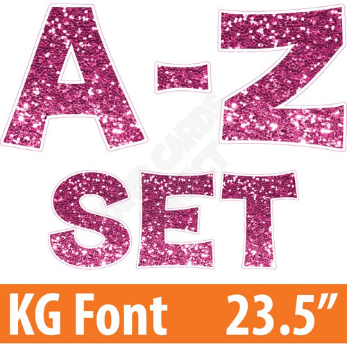 KG 23.5" 26pc A-Z - Set - Chunky Glitter Hot Pink - Yard Cards