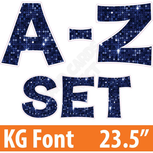 KG 23.5" 26pc A-Z - Set - Large Sequin Dark Blue - Yard Cards