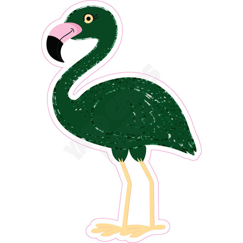 Flamingo Standing - Dark Green  - Yard Card