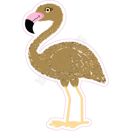 Flamingo Standing - Old Gold - Yard Card