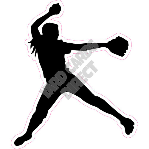 Softball Player - Silhouette - Style B - Yard Card