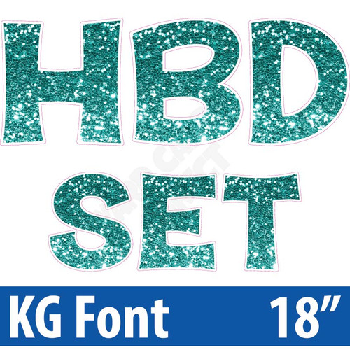 KG 18" 14pc HBD - Set - Chunky Glitter Teal - Yard Cards