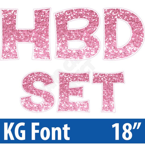 KG 18" 14pc HBD - Set - Chunky Glitter Light Pink - Yard Cards