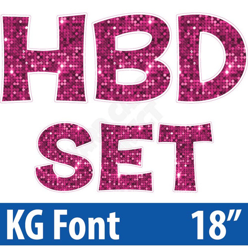 KG 18" 14pc HBD - Set - Large Sequin Hot Pink - Yard Cards