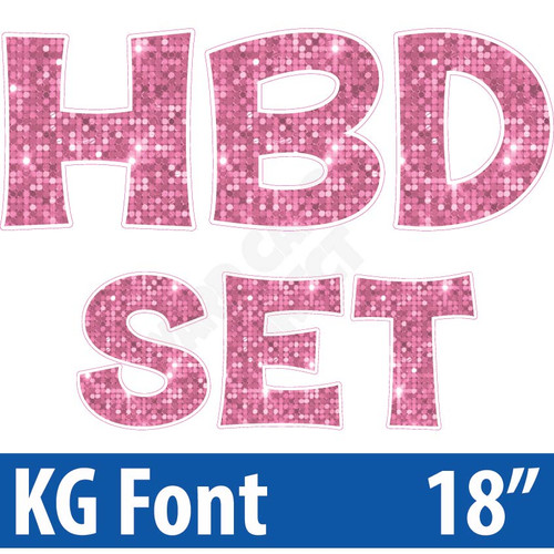 KG 18" 14pc HBD - Set - Large Sequin Light Pink - Yard Cards