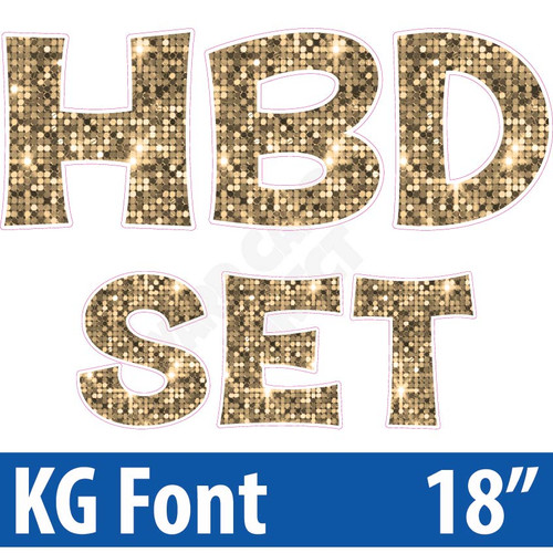 KG 18" 14pc HBD - Set - Large Sequin Old Gold - Yard Cards