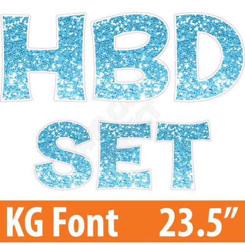 KG 23.5" 14pc HBD - Set - Chunky Glitter Light Blue - Yard Cards