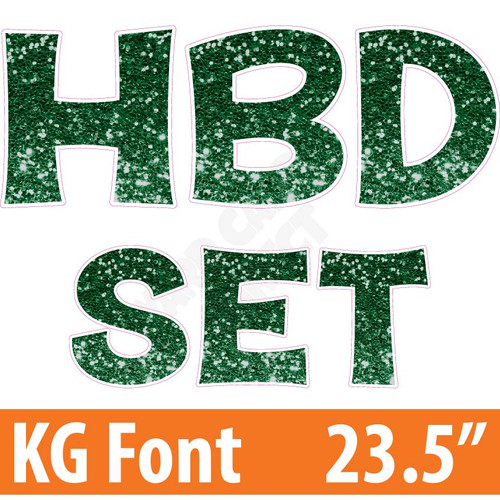 KG 23.5" 14pc HBD - Set - Chunky Glitter Dark Green  - Yard Cards