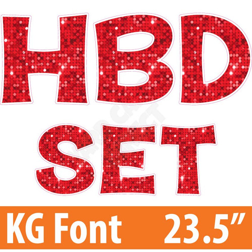 KG 23.5" 14pc HBD - Set - Large Sequin Red - Yard Cards