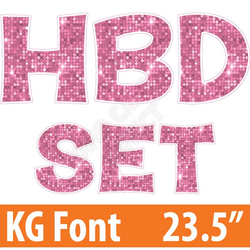 KG 23.5" 14pc HBD - Set - Large Sequin Light Pink - Yard Cards