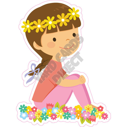 Girl Sitting on Flowers - Style A - Yard Card