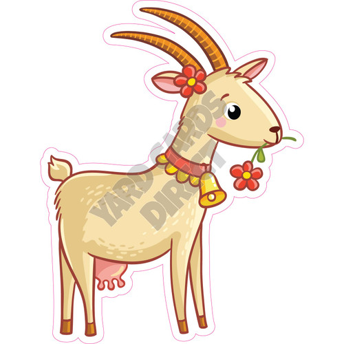 Goat with Flowers - Style A - Yard Card