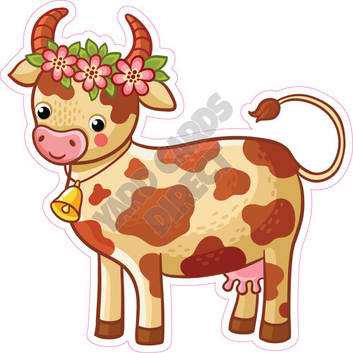 Cow with Flowers - Style A - Yard Card