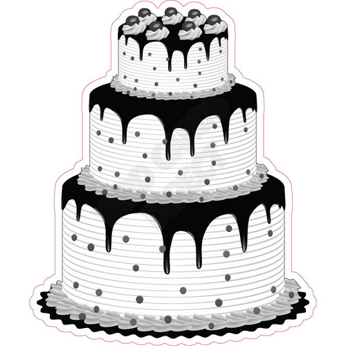 3 Tier Cake - Style A - Solid Black  - Yard Card