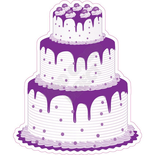 3 Tier Cake - Style A - Solid Purple - Yard Card