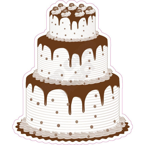 3 Tier Cake - Style A - Solid Brown - Yard Card