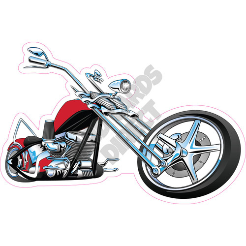 Chopper Motorcycle Red - Style A - Yard Card