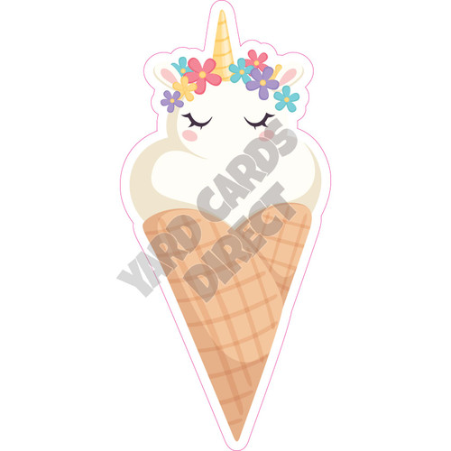 Unicorn Ice Cream Cone - Style A - Yard Card