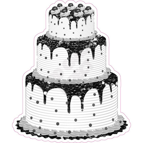 3 Tier Cake - Style A - Chunky Glitter Black  - Yard Card