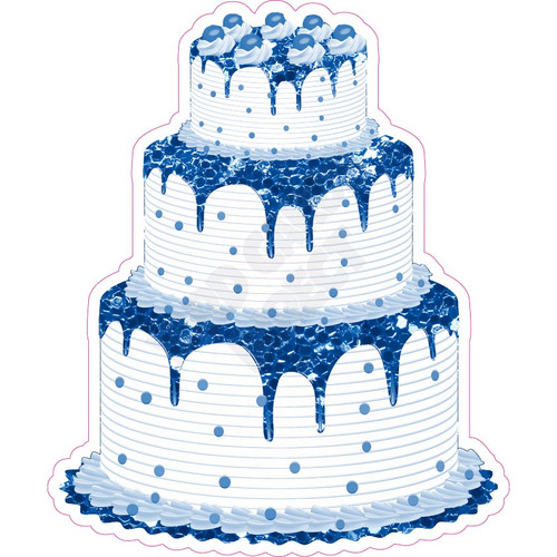 3 Tier Cake - Style A - Chunky Glitter Medium Blue - Yard Card