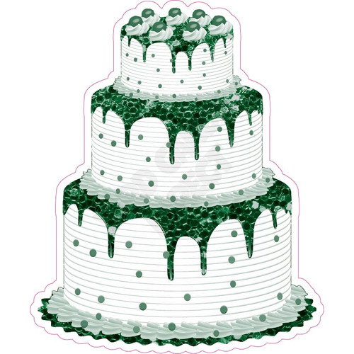 3 Tier Cake - Style A - Chunky Glitter Dark Green  - Yard Card