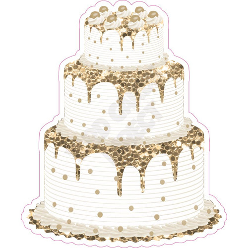 3 Tier Cake - Style A - Chunky Glitter Old Gold - Yard Card