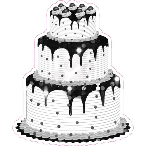 3 Tier Cake - Style A - Large Sequin Black  - Yard Card