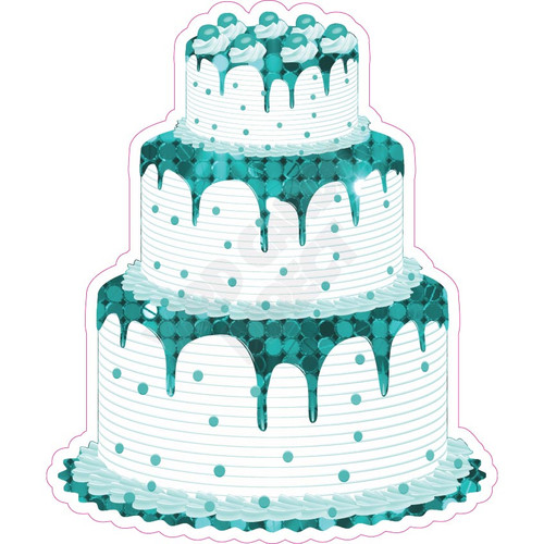 3 Tier Cake - Style A - Large Sequin Teal - Yard Card