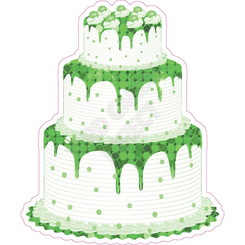 3 Tier Cake - Style A - Large Sequin Light Green - Yard Card