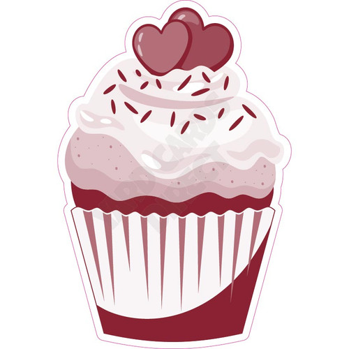 Cupcake - Style A - Solid Burgundy - Yard Card