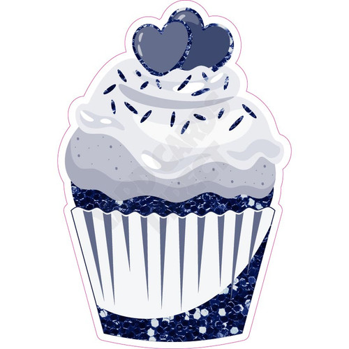 Cupcake - Style A - Chunky Glitter Dark Blue - Yard Card