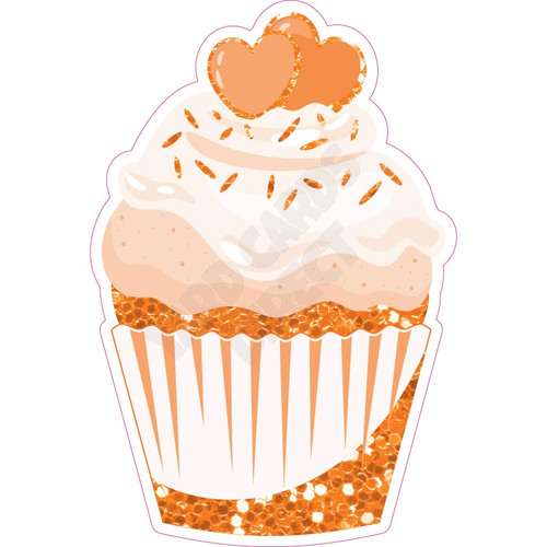 Cupcake - Style A - Chunky Glitter Orange - Yard Card