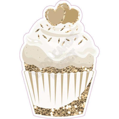 Cupcake - Style A - Chunky Glitter Old Gold - Yard Card