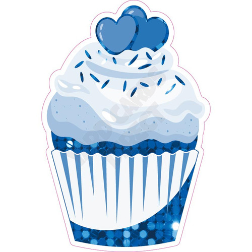 Cupcake - Style A - Large Sequin Medium Blue - Yard Card