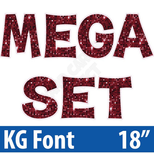 KG 18" 115pc - Mega Set - Large Sequin Burgundy - Yard Cards