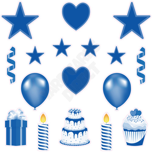 17pc HBD - Essentials Set - Style A - Solid Medium Blue - Yard Cards