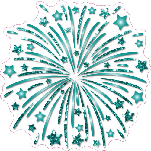 Firework - Style A - Chunky Glitter Teal - Yard Card