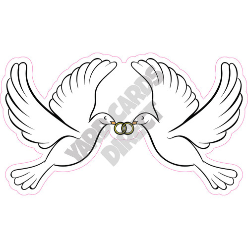 Doves with rings - Style A - Yard Card