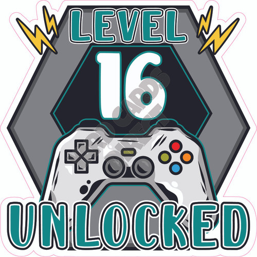 Level 16 Unlocked - Teal - Style A - Yard Card