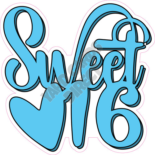 Sweet 16 with Heart - Baby Blue - Style A - Yard Card