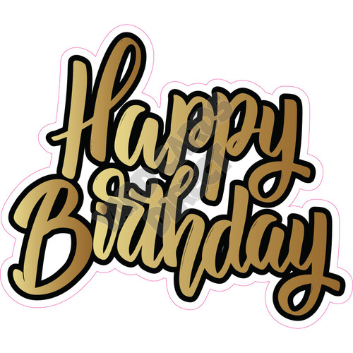 Happy Birthday - Old Gold - Style C - Yard Card