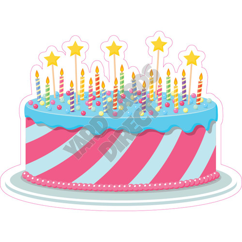 Birthday Cake - Pink  and Blue - Style A - Yard Card