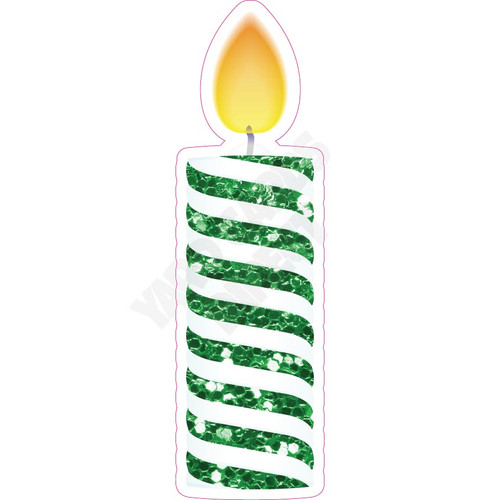 Birthday Candle  - Style A - Chunky Glitter Medium Green - Yard Card