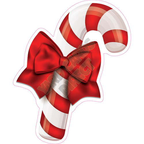 Candy Cane with Red Bow - Style A - Yard Card