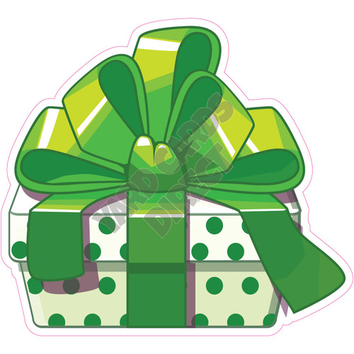 Christmas Present - Green Dots with Green Bow - Style A - Yard Card