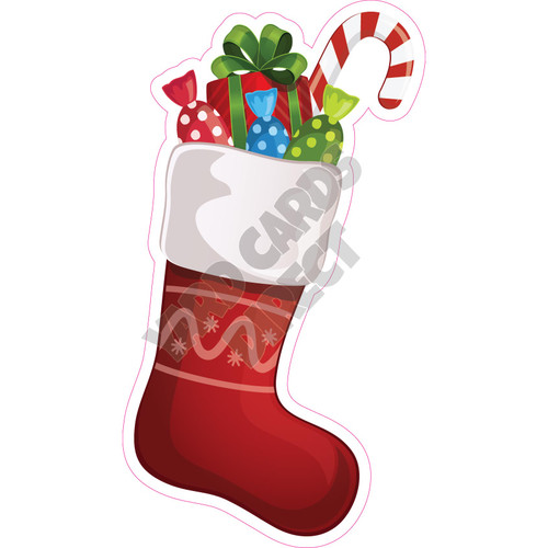 Christmas Stocking - Red - Style A - Yard Card