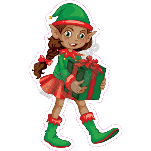 Elf - Girl, Dark Skin    - Style A - Yard Card