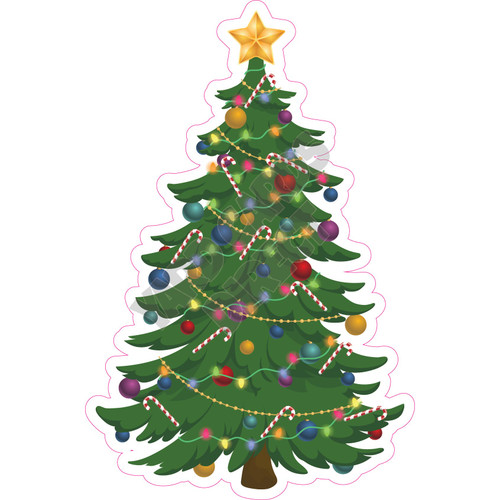 Christmas Tree with Gold Star - Style A - Yard Card