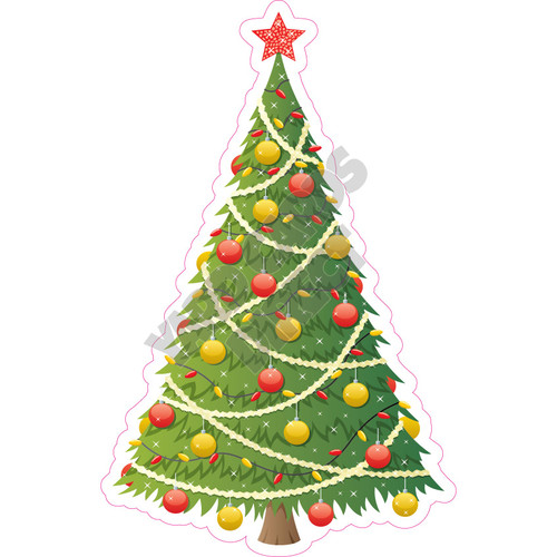 Christmas Tree with Red Star - Style A - Yard Card