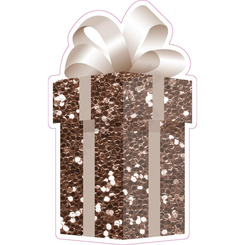 Present - Style A - Chunky Glitter Brown - Yard Card